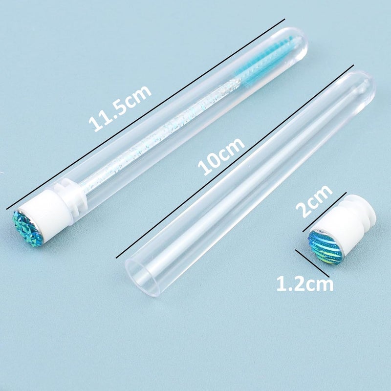 SenRocc 20 Sets Mascara Wand Tube Diamond Eyelash Spoolies Babyblue Mascara Brushes Lash Brush Makeup Tool Applicator Eyelash Brush Tubes Makeup Brush (4C-Babyblue) - Image 3